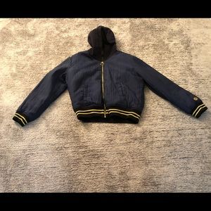 True Relgion Hooded Satin Varsity Jacket